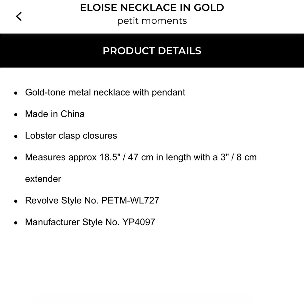 NWT Revolve āEloise Necklaceā in Gold by āpetit momentsā - Picture 4 of 4